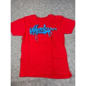 Hurley Shirt Mens Medium Red Graphic Graffiti Regular Fit Tee Skate Streetwear